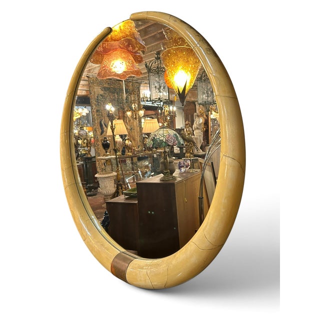 Metal 1980's Faux Elephant Tusk Console Table and Mirror For Sale - Image 7 of 10