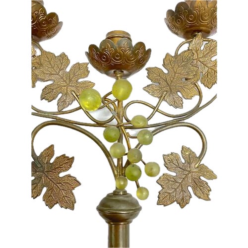 Early 20th Century Pair Vintage Tole & Bakelite Grape Candle Holders For Sale - Image 5 of 7