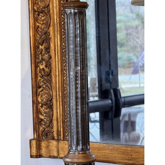 1950s Metal Column Table Lamps in Bronze and Silver - a Pair For Sale - Image 10 of 13