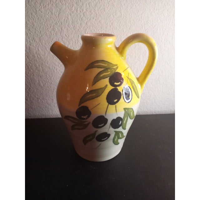 Art Deco Vintage Italian Home Pottery Olive Oil Decanter For Sale - Image 3 of 5