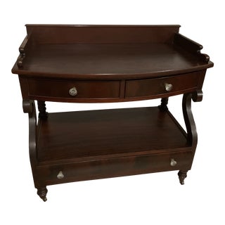 Late 19th Century George C. Flint Empire Style Carved Mahogany Bar Cart With Barley Twist Legs For Sale