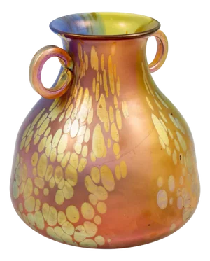 Art Nouveau Austrian Glass Vase with Tricolore Decoration Blue Green Red Yellow from Johann Loetz Witwe, 1900s