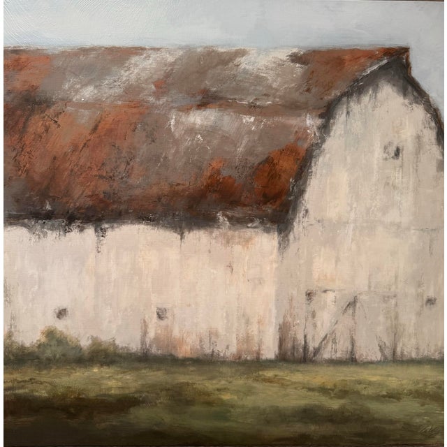 Pair of Leftbank Art Hand-Enhanced Barn Landscapes in Custom Gallery Frames For Sale - Image 4 of 9