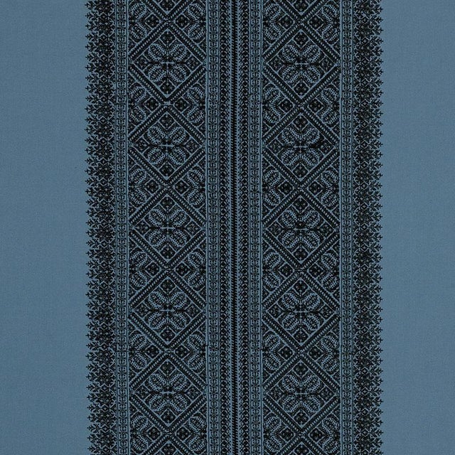 Schumacher Toledo Fabric in Midnight For Sale