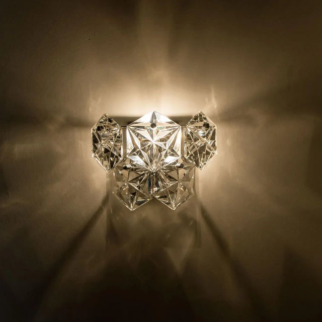 Faceted Crystal and Silver Chrome Sconce attributed to Kinkeldey, Germany, 1970s For Sale - Image 10 of 14