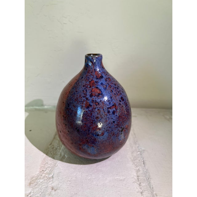 1970s Studio Pottery Bud Vase Weed Pot Lava Glaze Chop Marked For Sale - Image 12 of 14