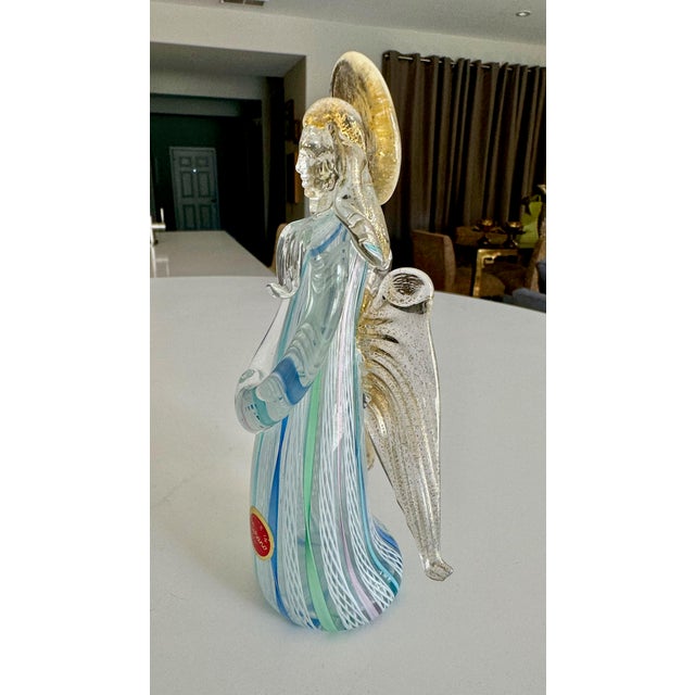 Pair Murano Venetian Latticino & Gold Glass Angel Figurines For Sale In Palm Springs - Image 6 of 12