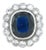 Art Deco French 1930 Pompadour Ring, Platinum, Natural Sapphire 2,50 Ct and Diamonds, Size 7 For Sale