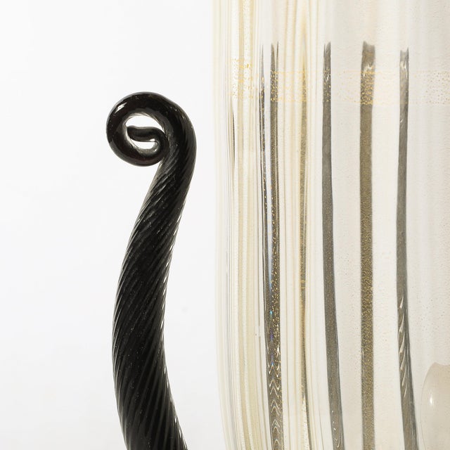 Pair of Mid-Century Hand-Blown Murano Fluted Glass Uplights W/ 24k Gold Flecks For Sale - Image 14 of 15