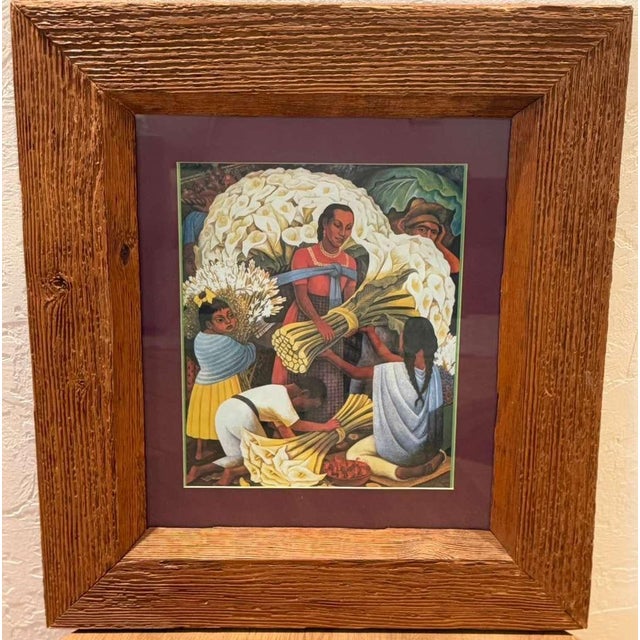 Mexican Vintage Mexican Diego Rivera Prints Custom Reclaimed Wood Framed - Set of 4 For Sale - Image 3 of 6