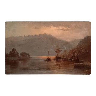 1800s English Nautical Oil on Canvas by J. (John) Barrett (1822-1893). For Sale