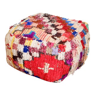 Boucherouite Rug One Of-A-Kind Pouf For Sale