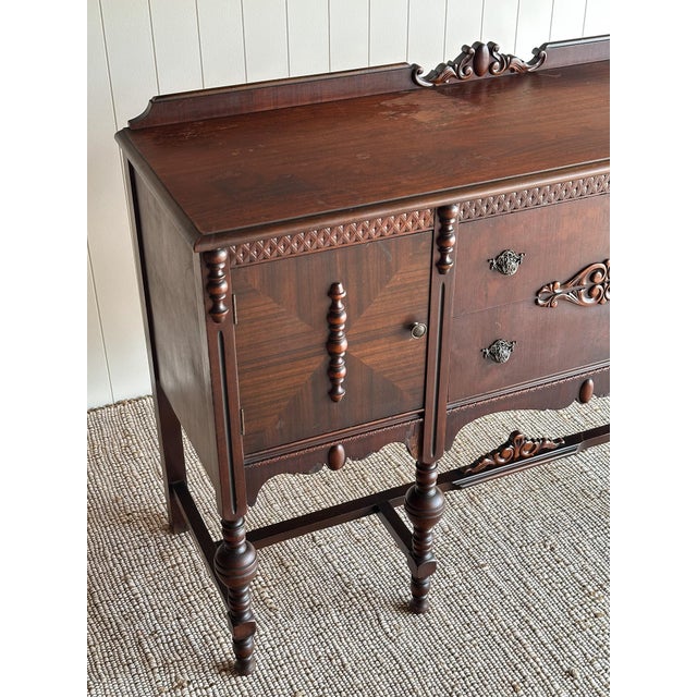 1920s Antique Jacobean Revival Mahogany Sideboard For Sale - Image 4 of 14