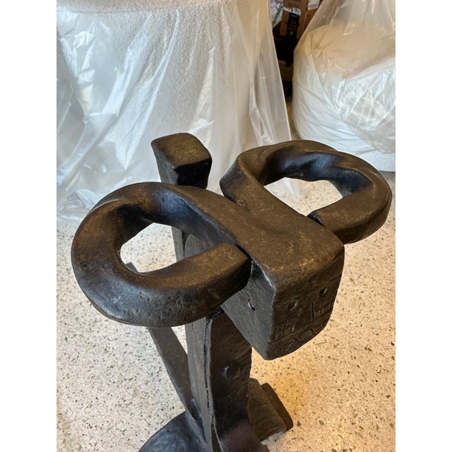 Black Massive Pair of Wrought Iron 18th Century Fire Dogs/ Andirons For Sale - Image 8 of 12