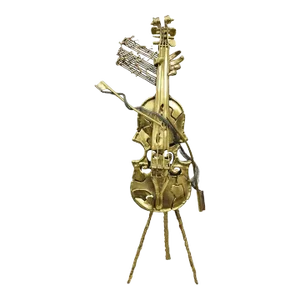Vintage "Broken Fiddle" Bronze Violin Sculpture on Stand by Chaim Hendin
