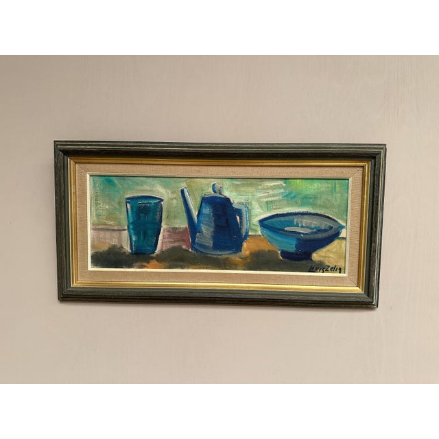 Louis Zelig, Kettle Bowl and Glass, 1950s, Oil Painting on Panel, Framed For Sale - Image 17 of 18