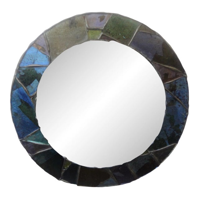 1960s French Modern Glass Mosaic Mirror After Francois Lembo For Sale