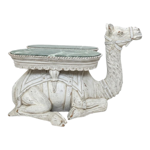 Large Scale Regency Style Camel Form Marble Top Side Table