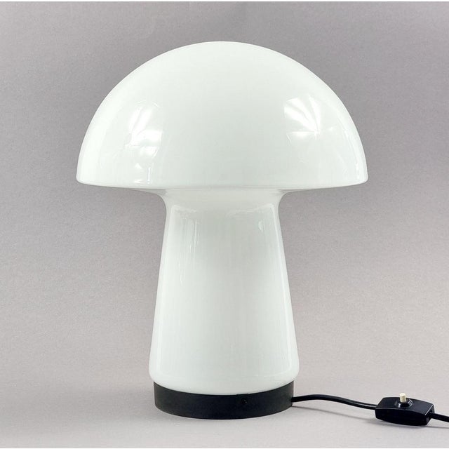 Stunning mushroom-shaped opal glass table lamp by premium light producer limburg (germany, 1970s). Made from one piece of...