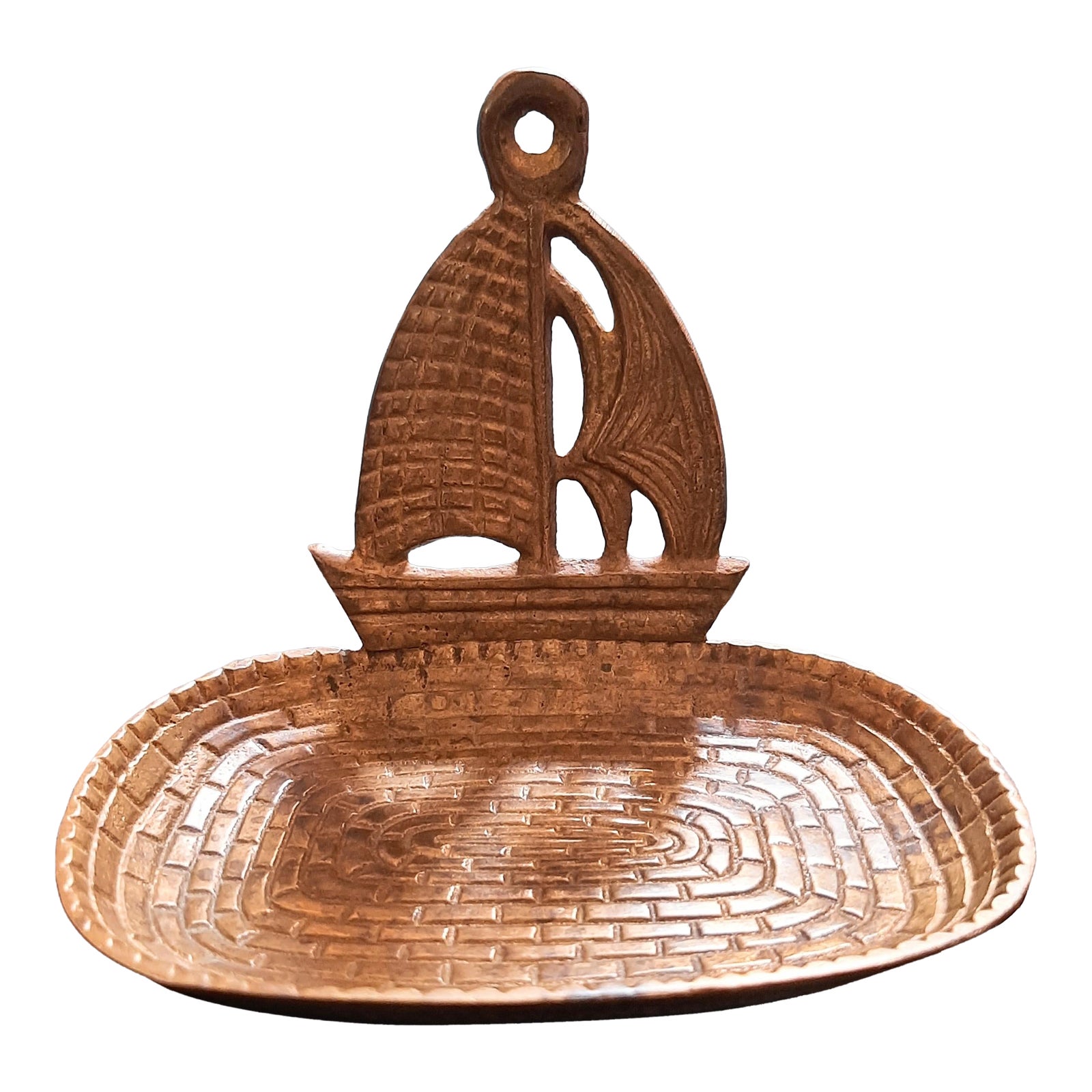 Nautical Brass Sailboat Ship Soap Card Holder | Chairish