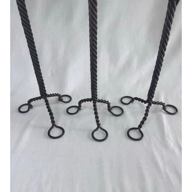 Vintage Brutalist Copper Cup Twisted Iron Metal Candlesticks, Set of Three For Sale - Image 10 of 11