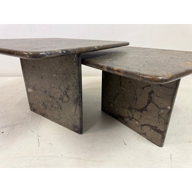 Fossil Stone Nesting Coffee Tables, 1980s, Set of 2 For Sale - Image 6 of 18