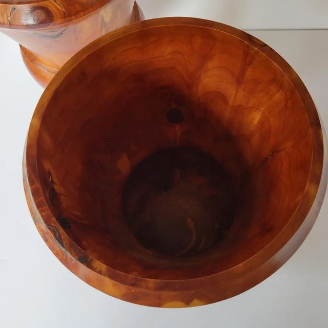 Brown Early 21st C Cedar Vases by Darrell Rhudy - A Pair For Sale - Image 8 of 9