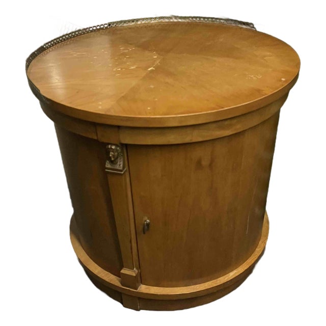 Mid-Century Vintage Drum Side Table For Sale