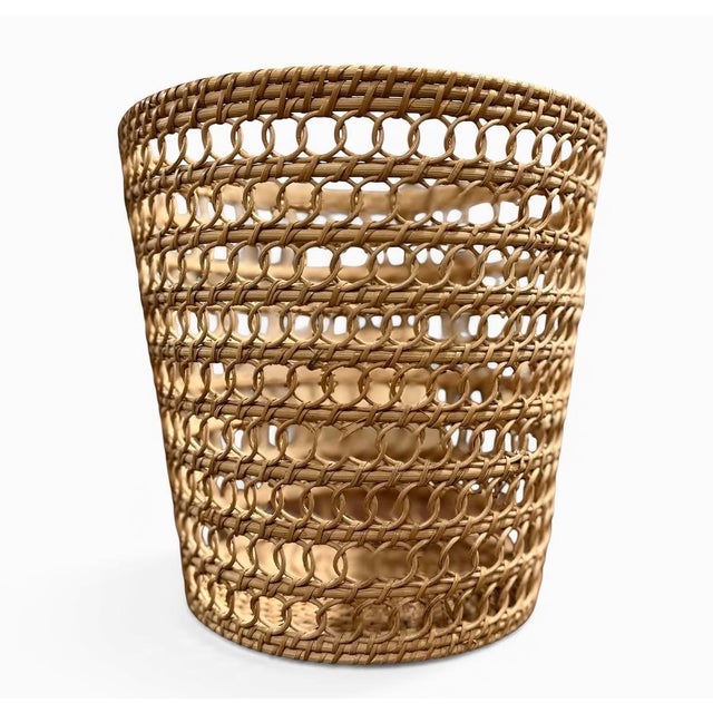 Danish Woven Rattan Waste Basket, 1960s For Sale - Image 6 of 6