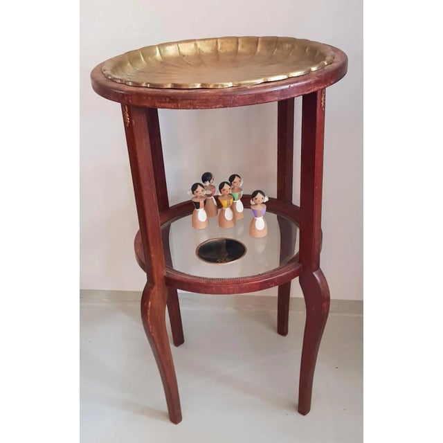 Antique Art Nouveau Side Table with Removable Brass Tray For Sale - Image 6 of 7