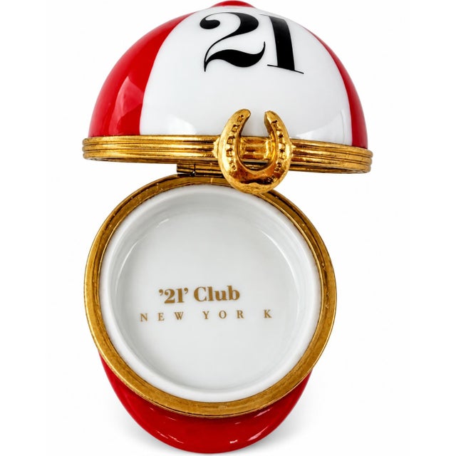 Vintage the 21 Club Nyc Restaurant Equestrian Jockey Cap Trinket Box For Sale - Image 4 of 14