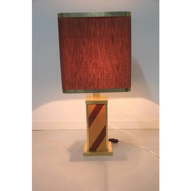 Vintage Wood & Brass Table Lamp, 1970s For Sale - Image 6 of 7