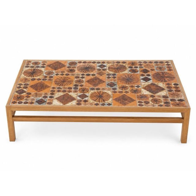 Beige Ceramic Tile Top Coffee Table by Tue Poulsen, 1970s For Sale - Image 8 of 8