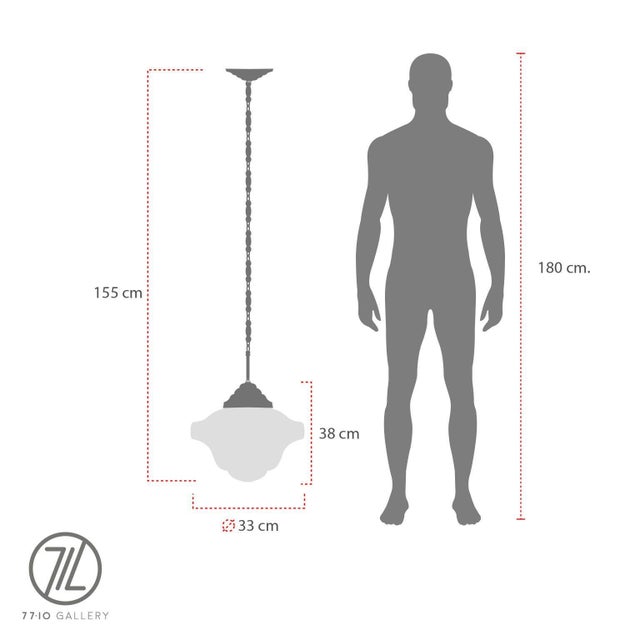 Ceramic 1930s Art Deco Milk Glass Pendant Lights Beautiful Long Chains Made of Brass - a Pair For Sale - Image 7 of 7