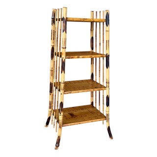 19th Century Victorian Aesthetic Movement Burnt Bamboo Etagere Shelf For Sale