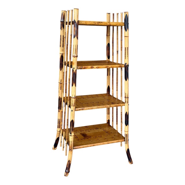 19th Century Victorian Aesthetic Movement Burnt Bamboo Etagere Shelf For Sale