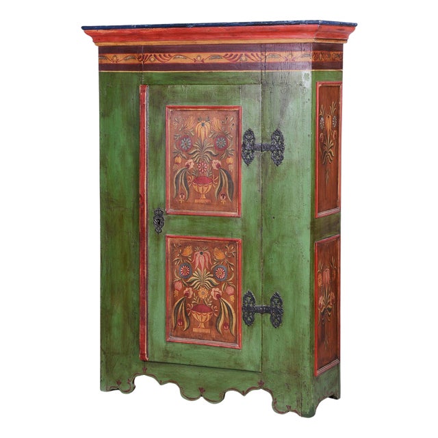 Czech Baroque Wardrobe in Painted Spruce, 1800s For Sale