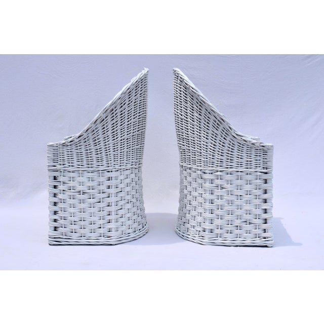 1980s Vintage Braided Rattan Wicker Works Chairs For Sale - Image 5 of 11