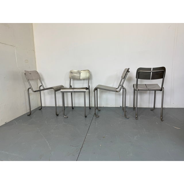 Postmodern Architectural Stainless Steel Dining Chairs, 1980s, Set of 4 For Sale - Image 12 of 18