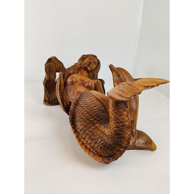 Wooden Mermaid Coffee Table with Glass Top For Sale - Image 12 of 15