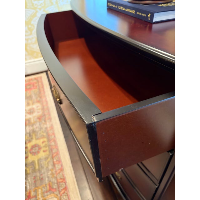 Brown The Bombay Company 4-Drawer Bow-Front Chest From the Bombay Company Hepplewhite-Style Bachelor's Chest, Attributed For Sale - Image 8 of 15