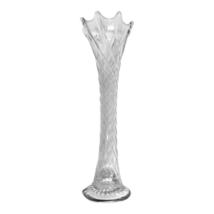 1970s Mid-Century Swirl Clear Glass Tall Vase