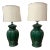 Vintage Green Basket Weave Ceramic Table Lamps - A Pair. For Sale