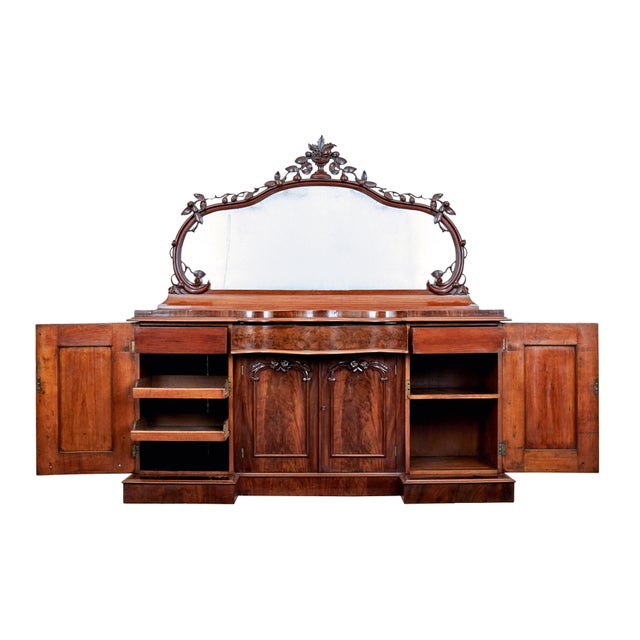 Mid 19th Century High Victorian Flame-Shaped Mahogany Sideboard with Mirror, 1860s For Sale - Image 5 of 14