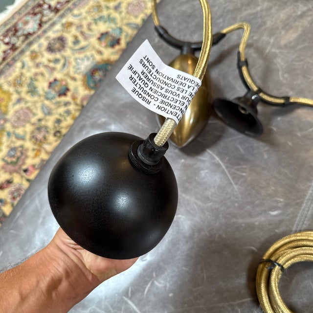 2020s Arteriors Egg Drop Pendant, Bronze/Brass For Sale - Image 5 of 13