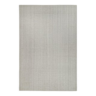2010s Rug & Kilim’s Modern Rug in Solid Gray and Off-White Striae - 14x20 For Sale
