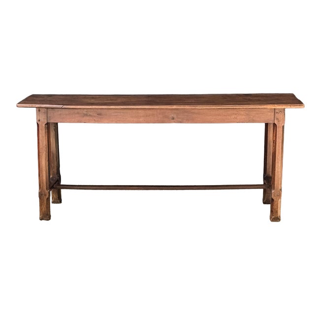 French French Hall Table or Console Server of Oak With Stretcher Base For Sale - Image 3 of 11