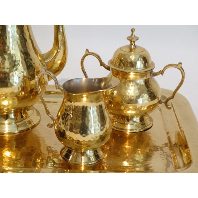 Brass Coffee / Tea Service With Tray For Sale - Image 4 of 9