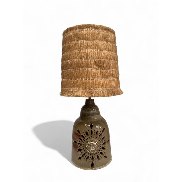 Tan Ceramic Lamp from Vallauris, 1960s For Sale - Image 8 of 8