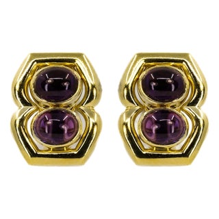 Late 20th Century Pair of 18k Amethyst Earrings For Sale